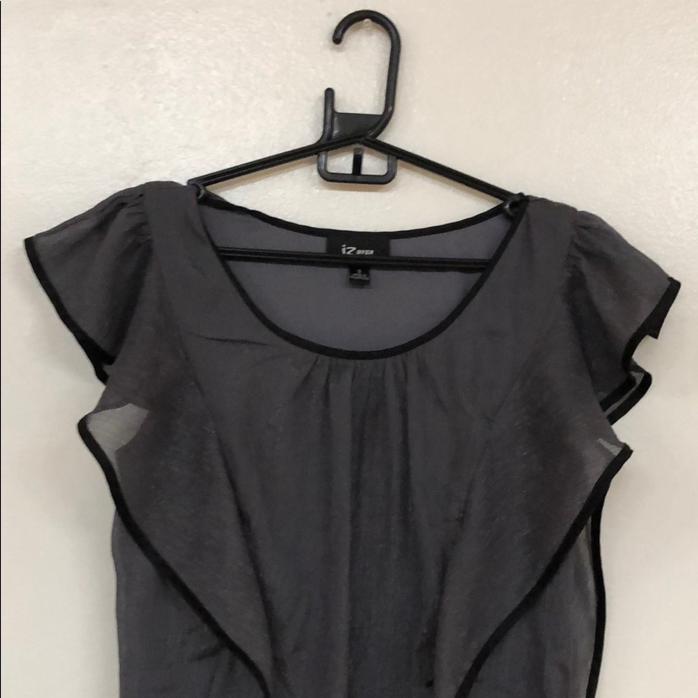 Silver Sheer Elegant Blouse with Ruffles